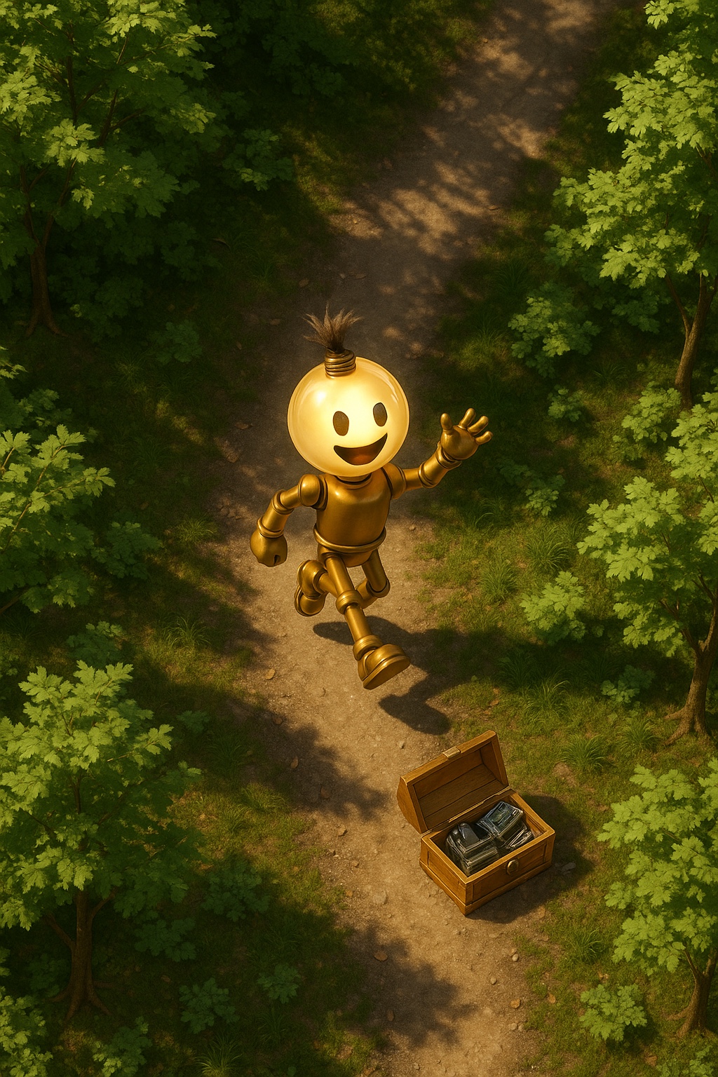 Technostar Figur in einer Waldszene